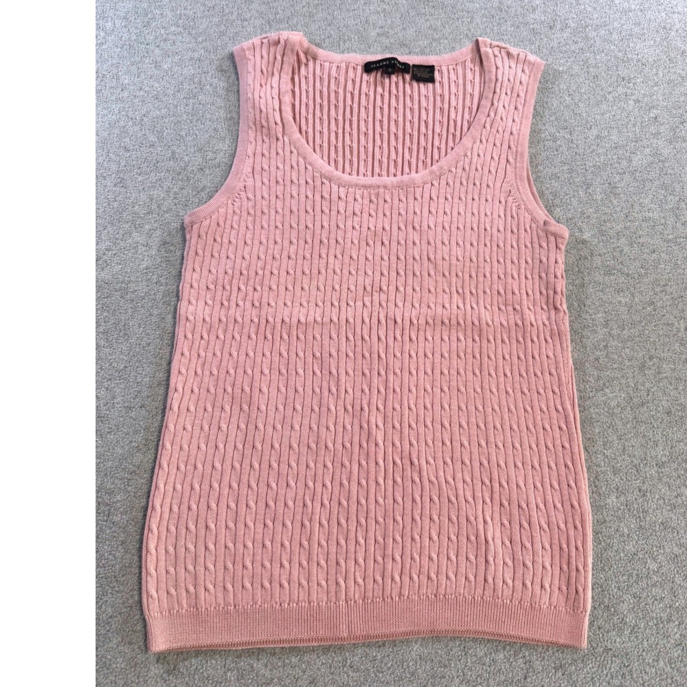 Jeanne Pierre Cable Knit Sweater Vest Womens Small Pink‎ Excellent Scoop Neck